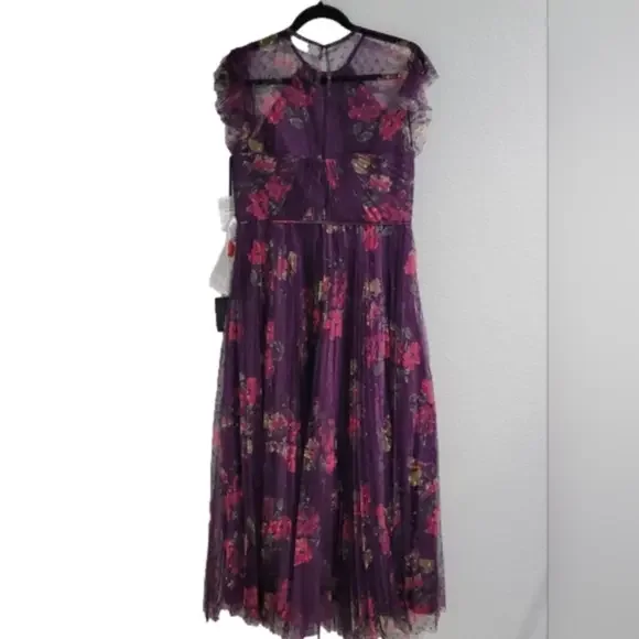 MAC DUGGAL 2143  Floral Flutter Sleeve Midi Dress NWT Size 4 - Picture 6 of 12